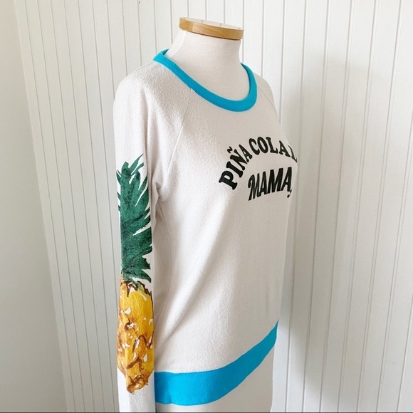NWT Chaser Pina Colada Mama Pineapple Cream Beach Sweater Sweatshirt Size Medium - Picture 3 of 16